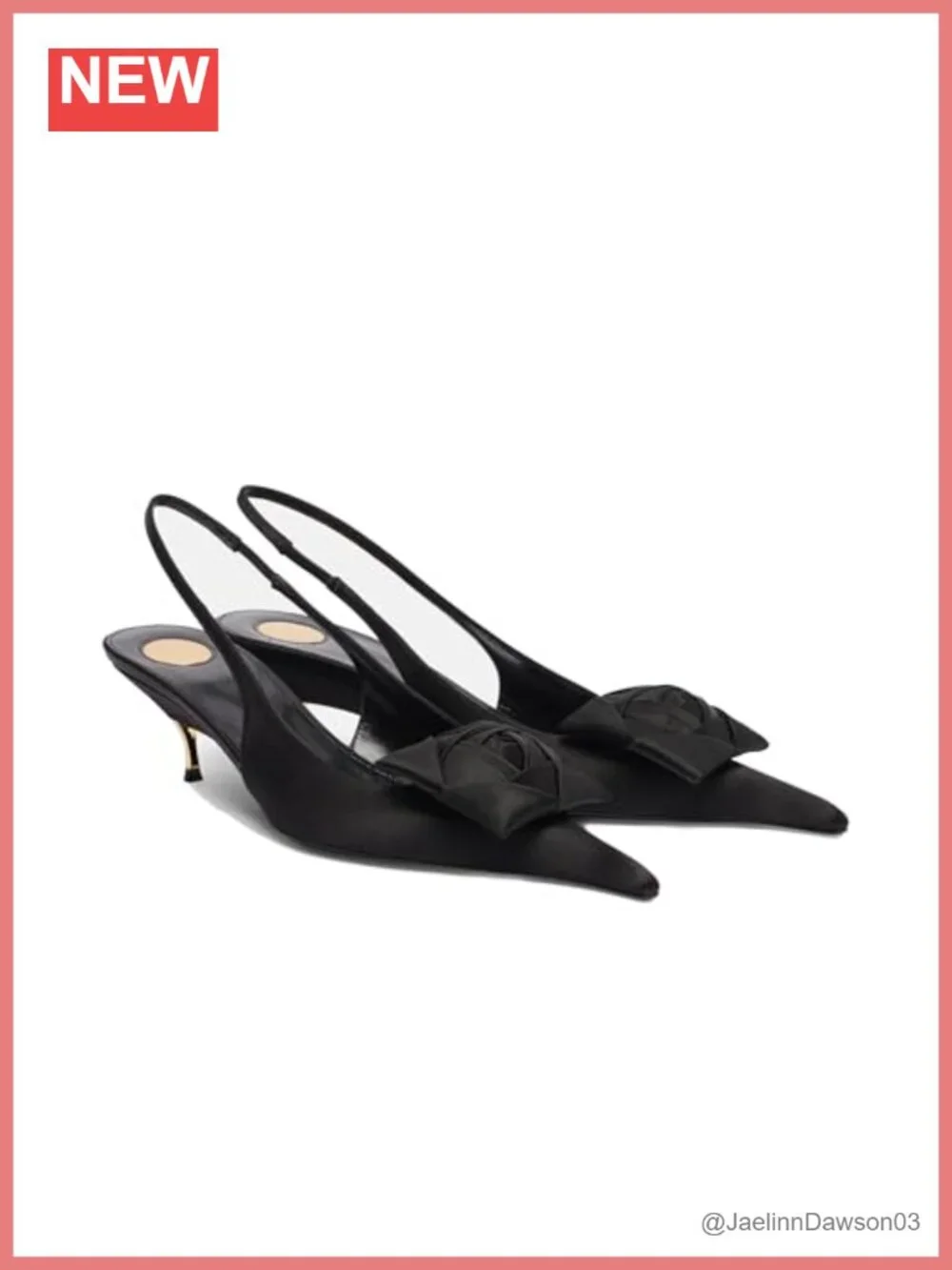 Slingback Heels Floral Appliqués Pointed Toe Satin Kitten Heels Evening Party